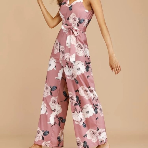 NWT Floral Print Belted Cami Jumpsuit - Picture 3 of 5
